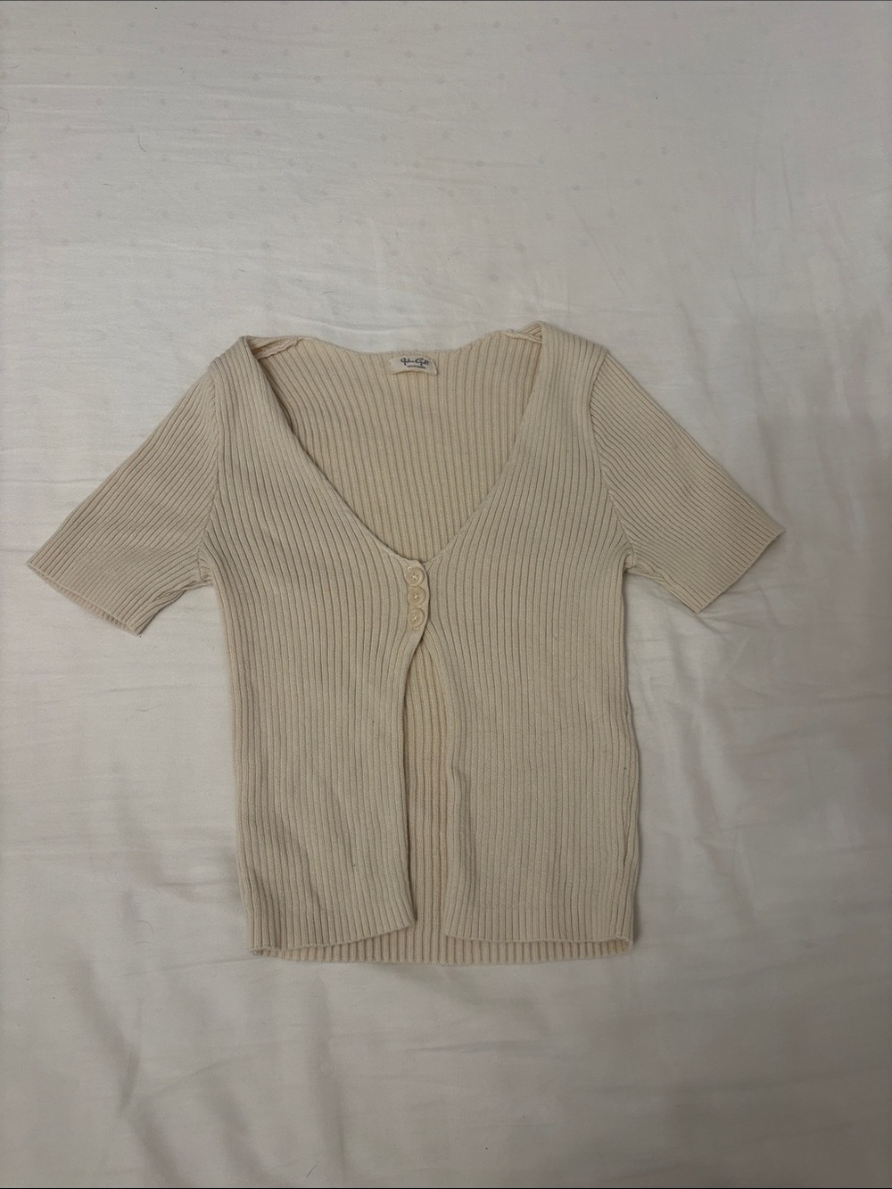 Brandy Melville Cream Ribbed Knit Top
